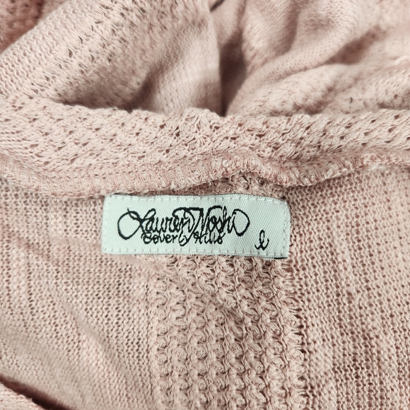 Lauren Moshi Gretta Sweater Dress Tunic Pink Love Potion Fringe Large NWT - Picture 7 of 9